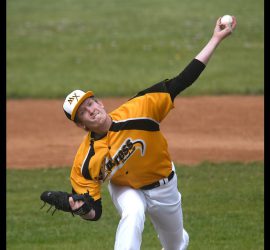 Nick Hill delivers during seventh inning action. Randy Palmer