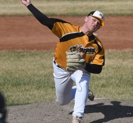 Reece Helland was one of the few bright spots for Moose Jaw on Sunday, tossing two innings of scoreless relief. Randy Palmer