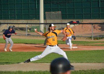 Miller Express pitcher Cameron Dunn delivers against the Regina Red Sox. Joe Gunnis
