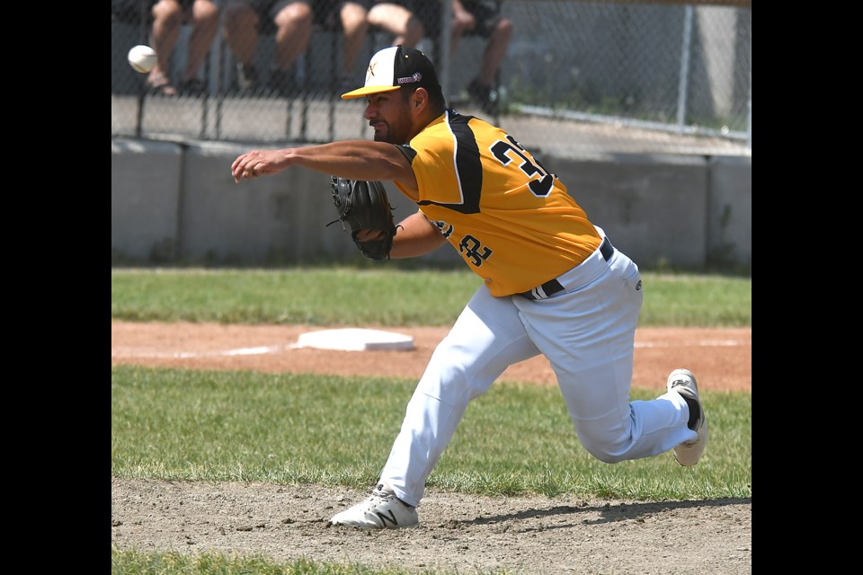 Miller Express pitcher Matt Vasquez delivers during second-inning action. Randy Palmer