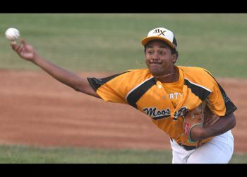 Julian Gonzalez pitches for the Miller Express in Game 1 Randy Palmer